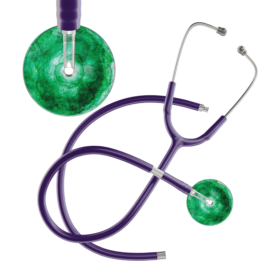 Ultrascope Single Stethoscope US076K11 / Adult / Purple Extended Tubing TieDye Single Color Stethoscope - Watercolor Designs