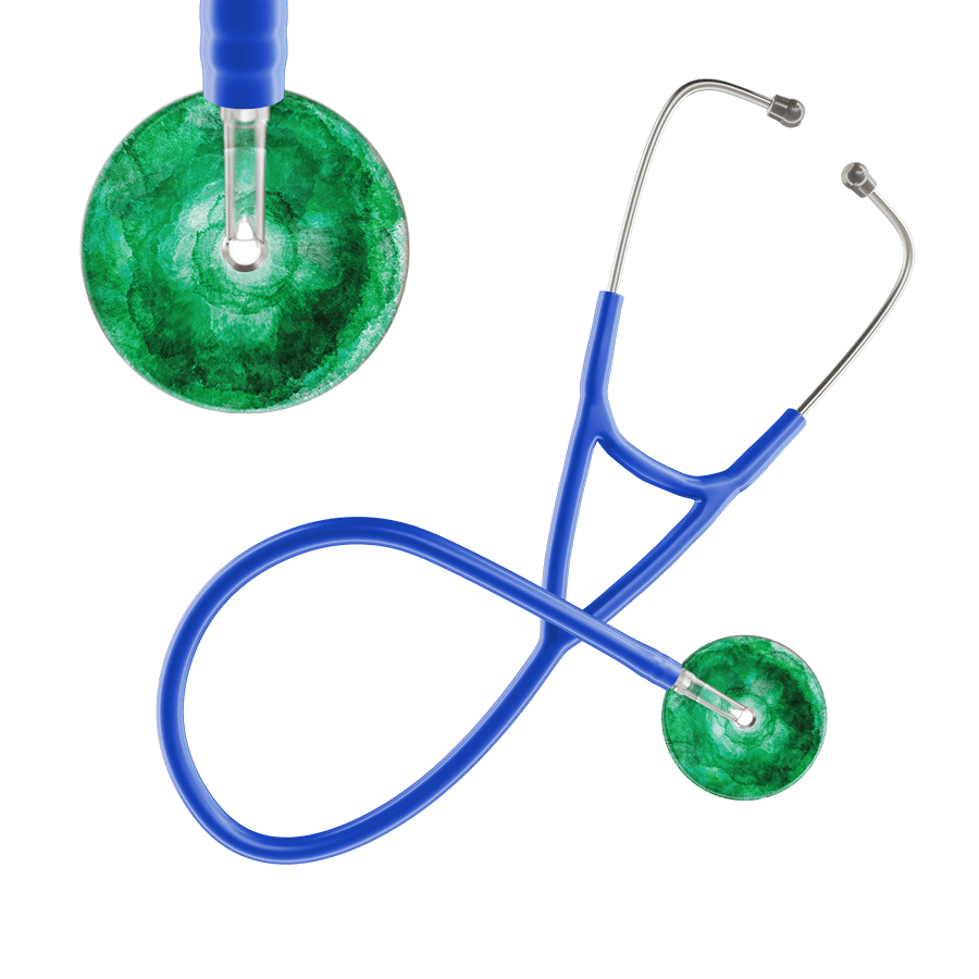 Ultrascope Single Stethoscope US076K11 / Adult / Royal Blue TieDye Single Color Stethoscope - Cardiology Watercolor Designs