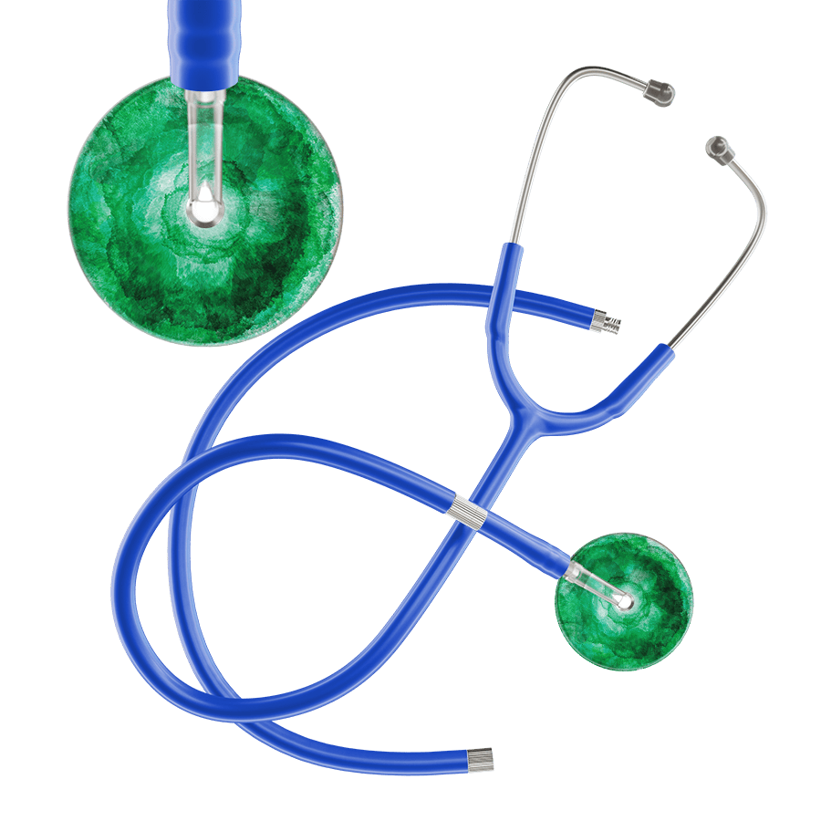 Ultrascope Single Stethoscope US076K11 / Pediatric / Royal Blue Extended Tubing TieDye Single Color Stethoscope - Watercolor Designs
