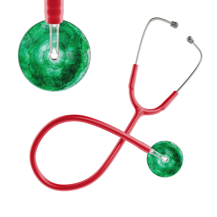Ultrascope Single Stethoscope US076K11 / Adult / Red TieDye Single Color Stethoscope - Watercolor Designs