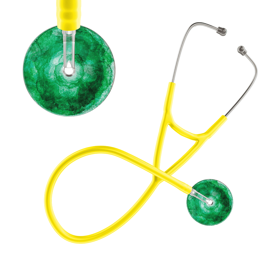 Ultrascope Single Stethoscope US076K11 / Adult / Yellow TieDye Single Color Stethoscope - Cardiology Watercolor Designs