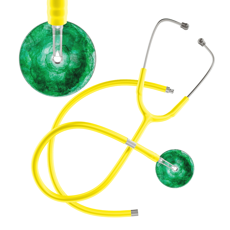 Ultrascope Single Stethoscope US076K11 / Adult / Yellow Extended Tubing TieDye Single Color Stethoscope - Watercolor Designs
