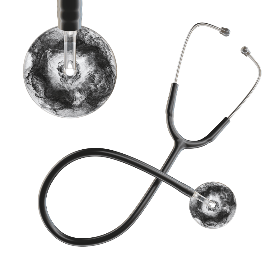 Ultrascope Single Stethoscope US076L12 / Pediatric / Black TieDye Single Color Stethoscope - Watercolor Designs