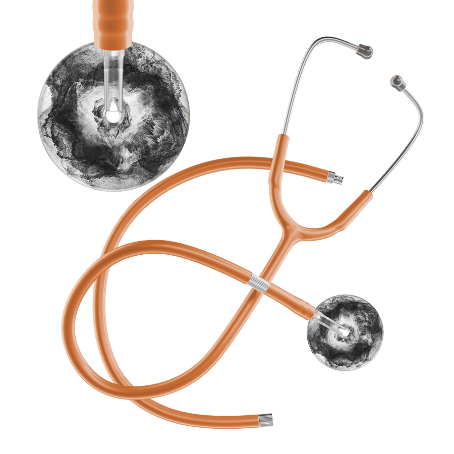 Ultrascope Single Stethoscope US076L12 / Adult / Caramel Extended Tubing TieDye Single Color Stethoscope - Watercolor Designs