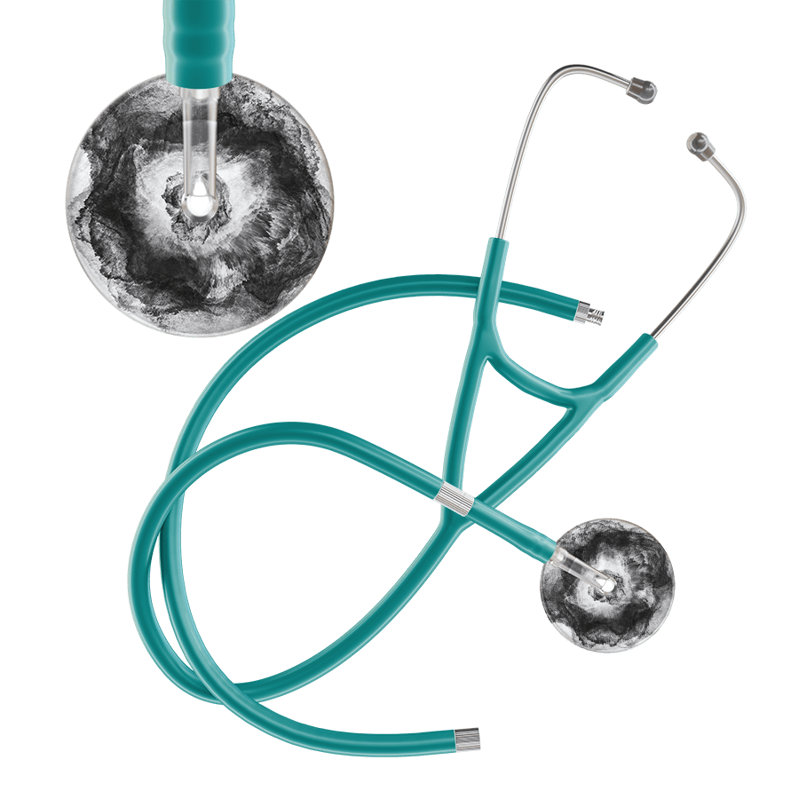 Ultrascope Single Stethoscope US076L12 / Pediatric / Jade Extended Tubing TieDye Single Color Stethoscope - Cardiology Watercolor Designs