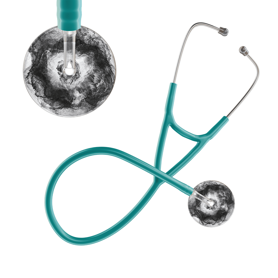 Ultrascope Single Stethoscope US076L12 / Adult / Jade TieDye Single Color Stethoscope - Cardiology Watercolor Designs