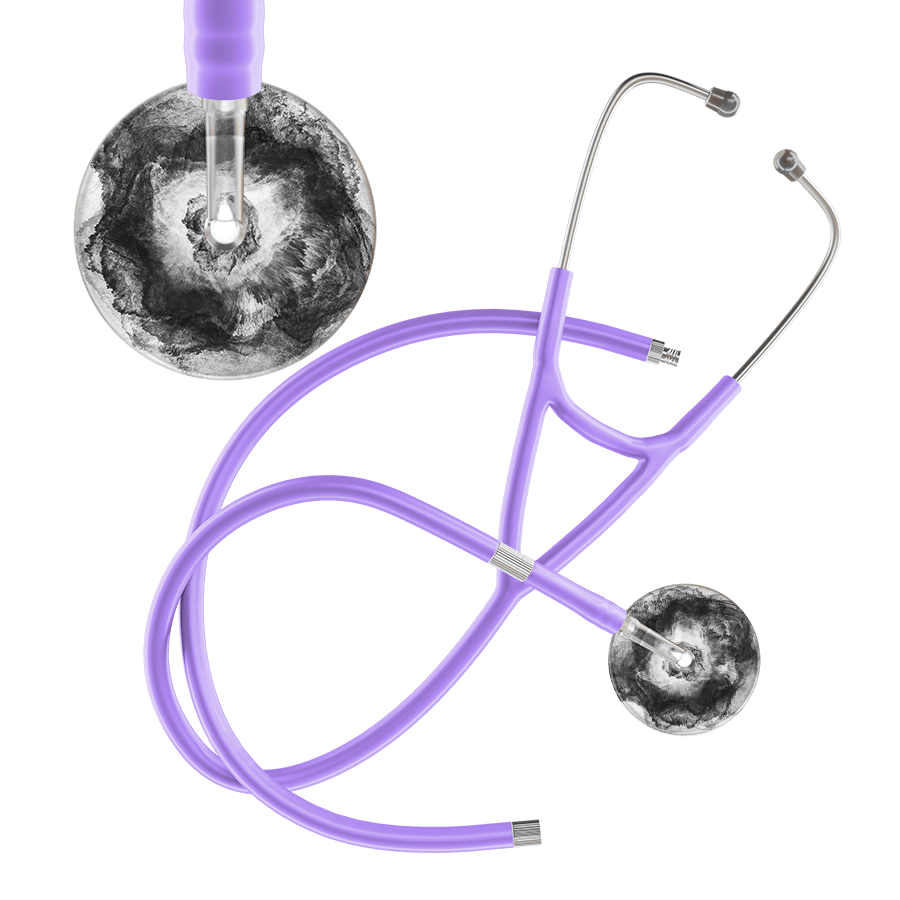 Ultrascope Single Stethoscope US076L12 / Adult / Lavender Extended Tubing TieDye Single Color Stethoscope - Cardiology Watercolor Designs