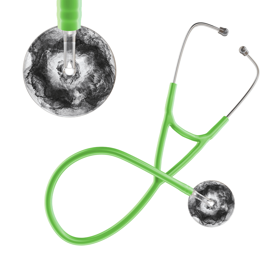 Ultrascope Single Stethoscope US076L12 / Pediatric / Lime Green TieDye Single Color Stethoscope - Cardiology Watercolor Designs