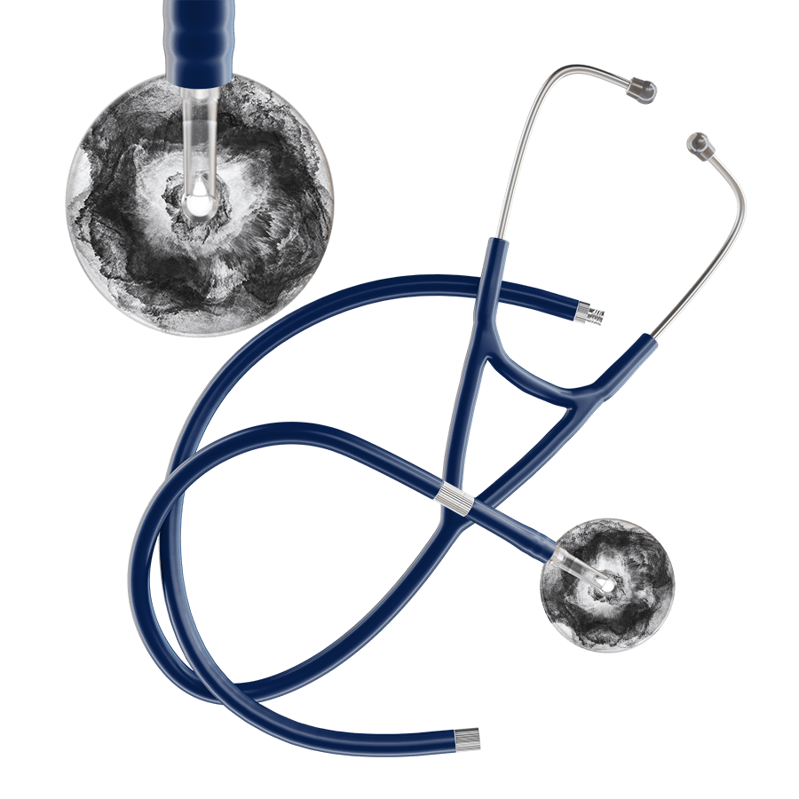 Ultrascope Single Stethoscope US076L12 / Adult / Navy Extended Tubing TieDye Single Color Stethoscope - Cardiology Watercolor Designs