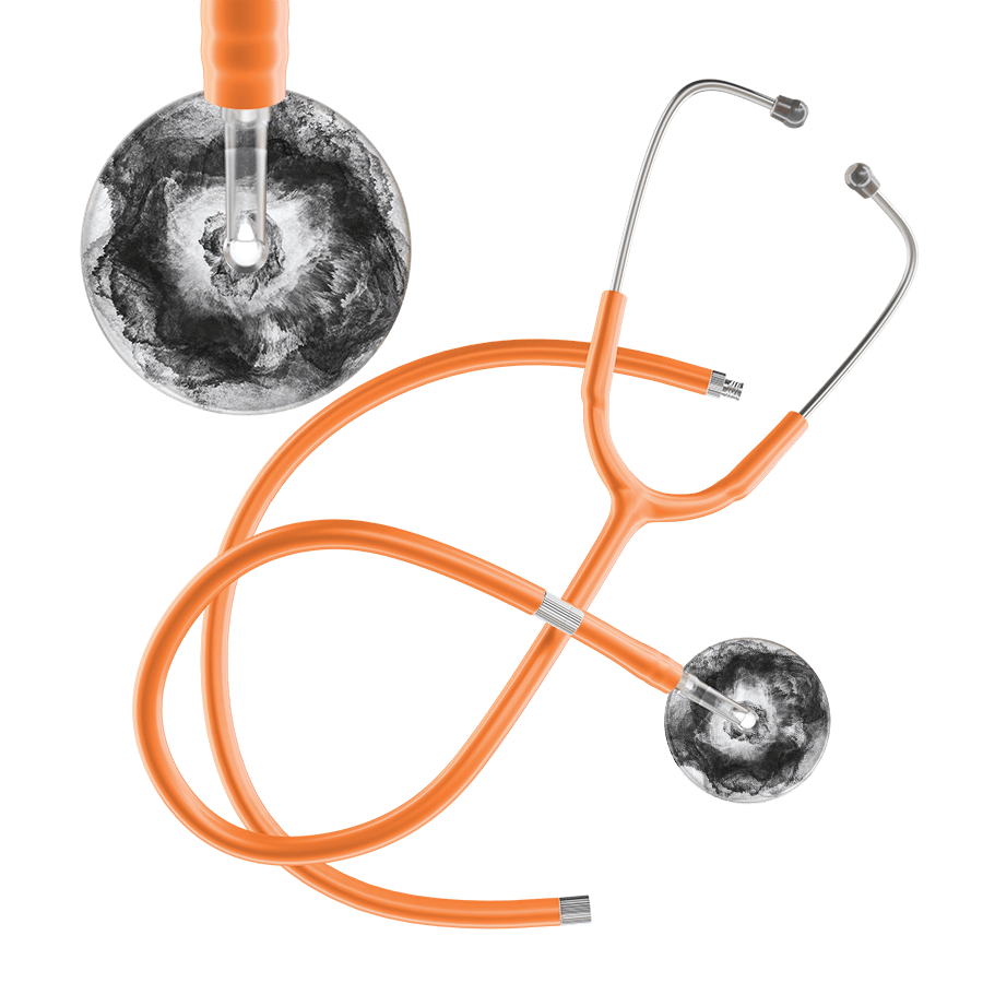 Ultrascope Single Stethoscope US076L12 / Pediatric / Orange Extended Tubing TieDye Single Color Stethoscope - Watercolor Designs
