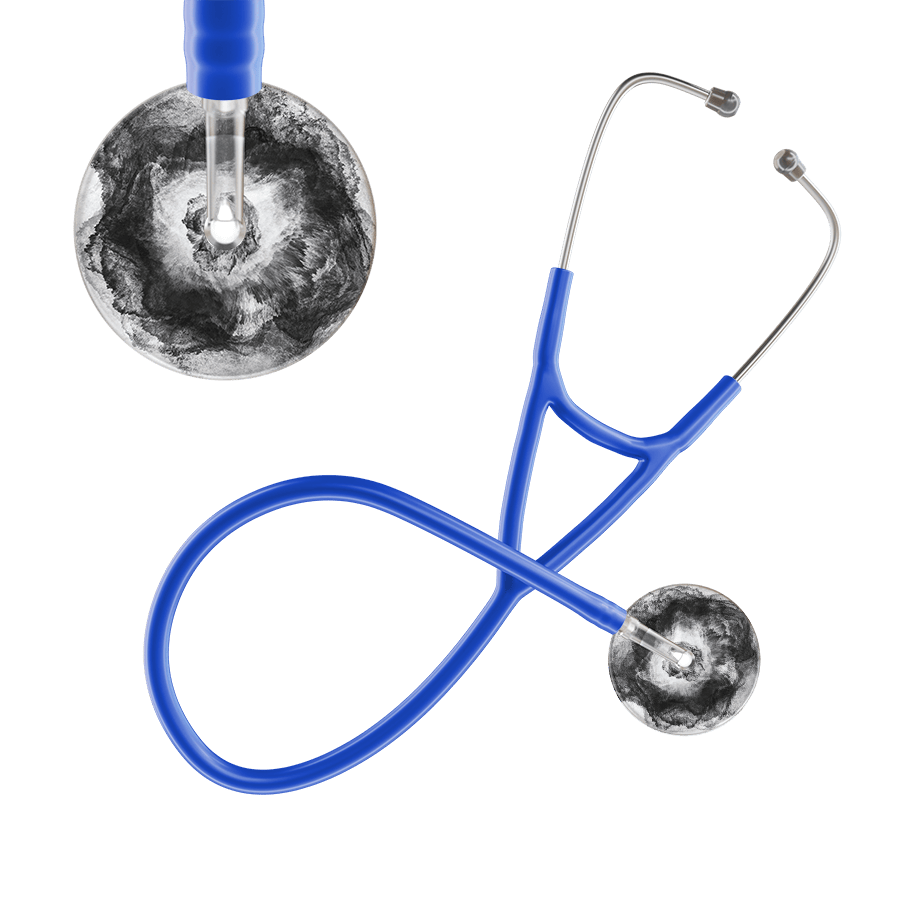Ultrascope Single Stethoscope US076L12 / Pediatric / Royal Blue TieDye Single Color Stethoscope - Cardiology Watercolor Designs