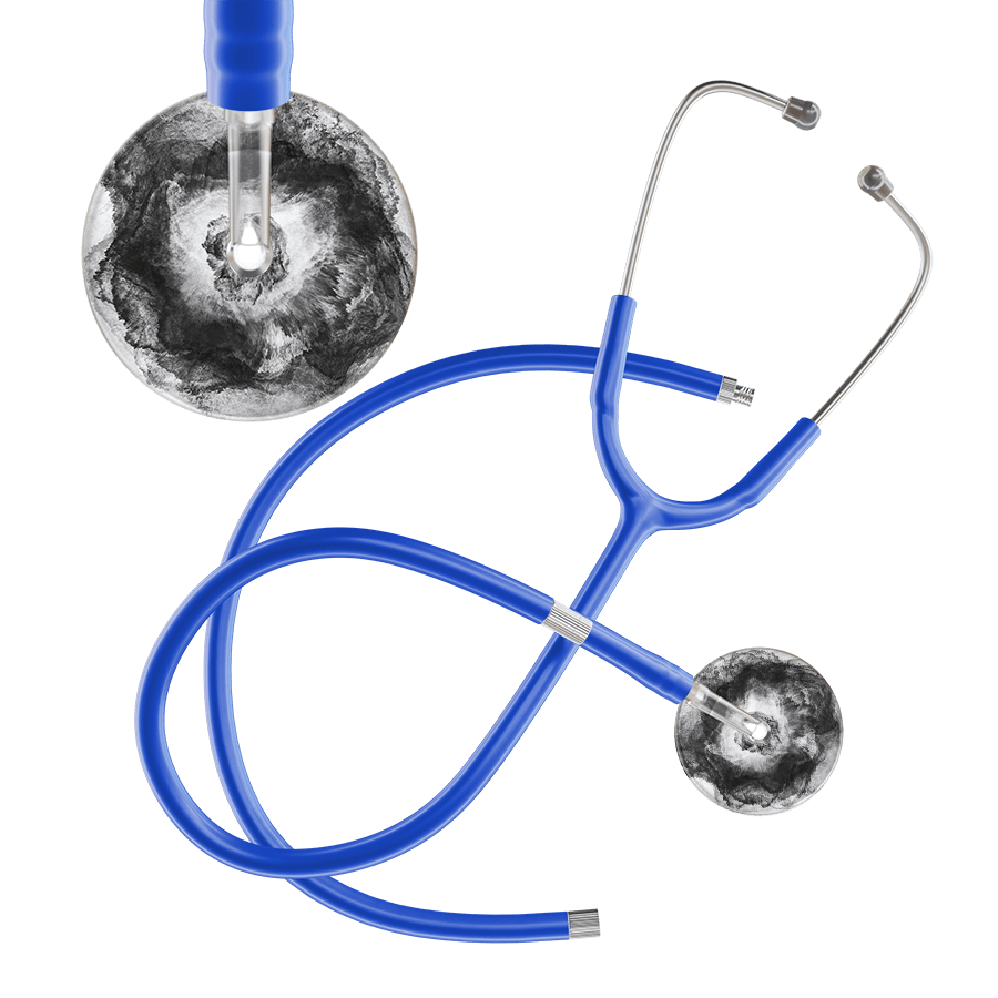 Ultrascope Single Stethoscope US076L12 / Adult / Royal Blue Extended Tubing TieDye Single Color Stethoscope - Watercolor Designs
