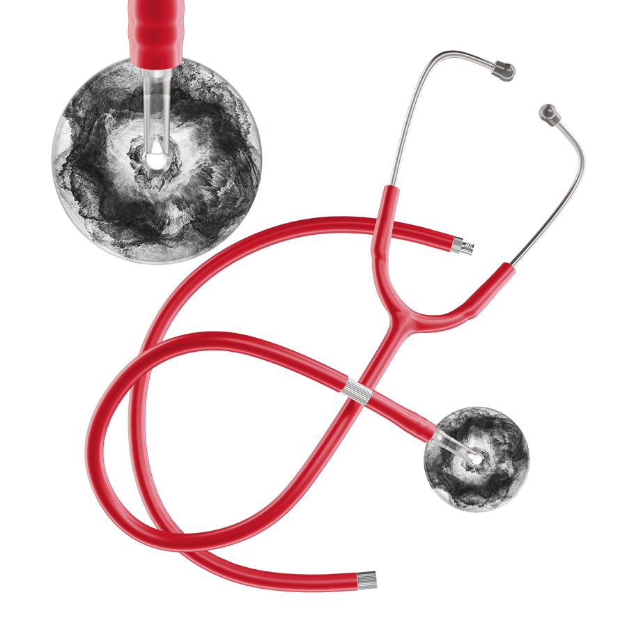 Ultrascope Single Stethoscope US076L12 / Pediatric / Red Extended Tubing TieDye Single Color Stethoscope - Watercolor Designs