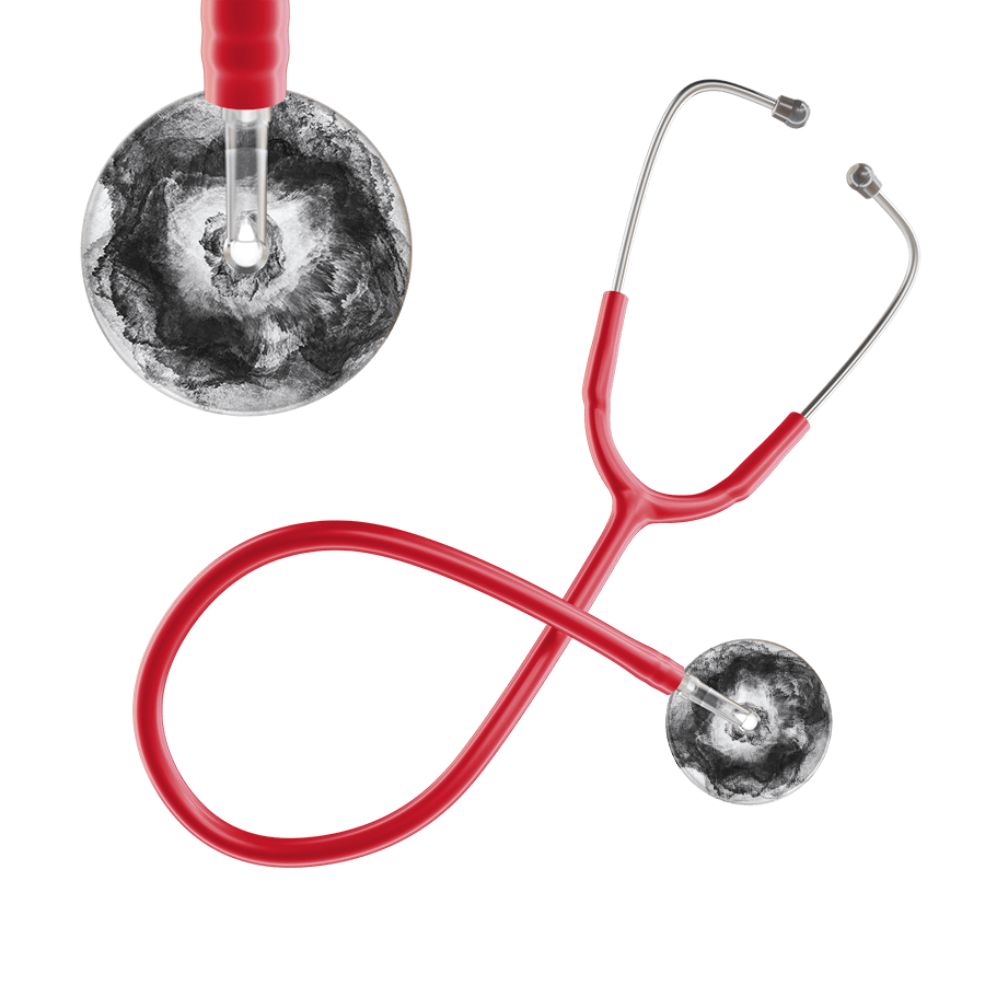Ultrascope Single Stethoscope US076L12 / Pediatric / Red TieDye Single Color Stethoscope - Watercolor Designs