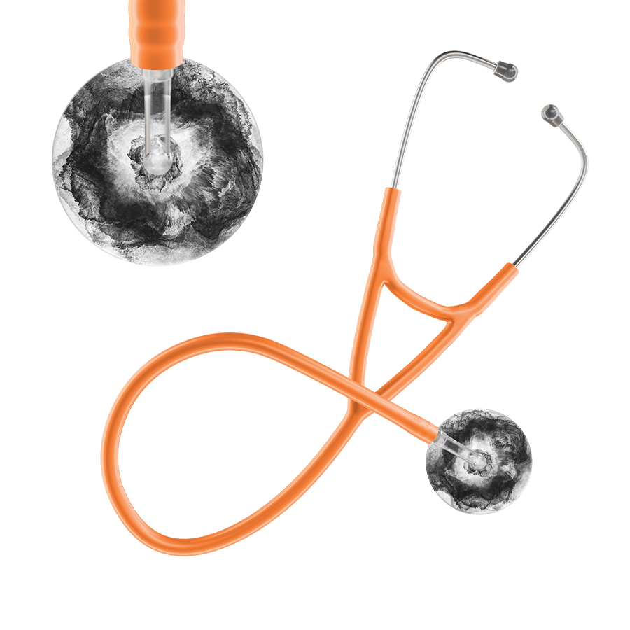 Ultrascope Single Stethoscope US076L12 / Adult / Orange TieDye Stethoscope - Cardiology Watercolor Designs