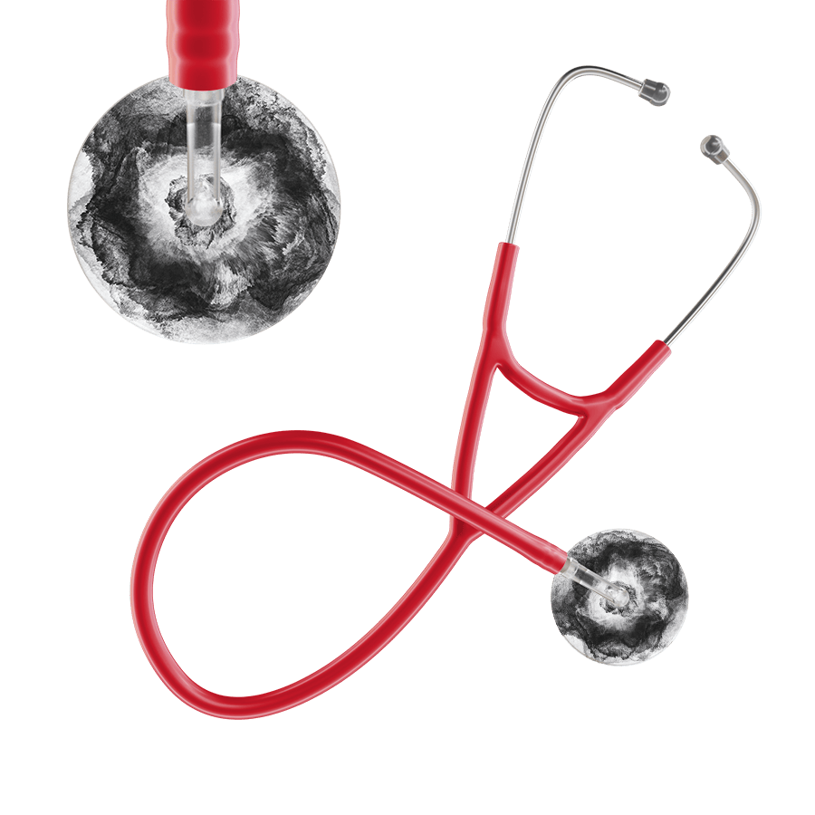 Ultrascope Single Stethoscope US076L12 / Adult / Red TieDye Stethoscope - Cardiology Watercolor Designs