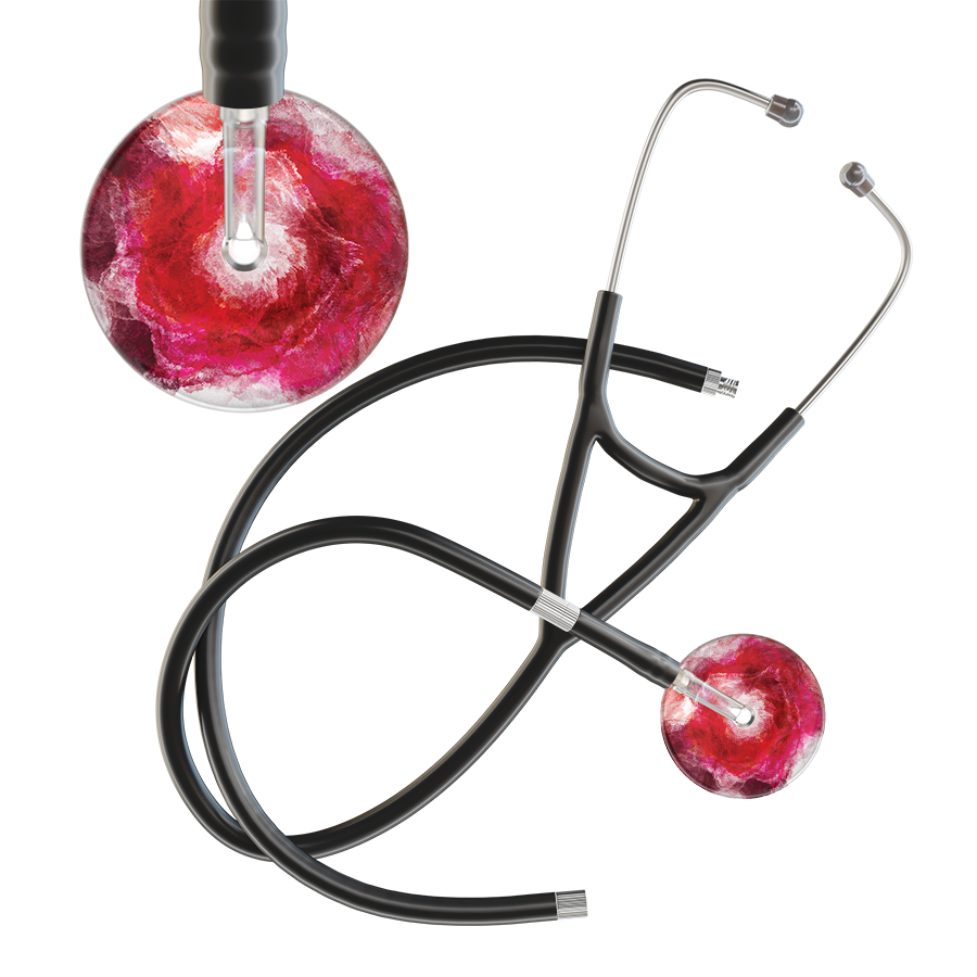 Ultrascope Single Stethoscope US076M13 / Pediatric / Black Extended Tubing TieDye Single Color Stethoscope - Cardiology Watercolor Designs
