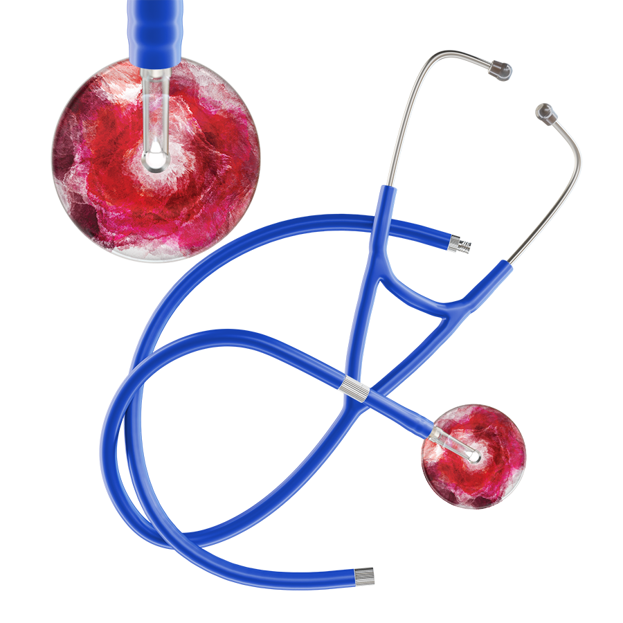 Ultrascope Single Stethoscope US076M13 / Adult / Royal Blue Extended Tubing TieDye Single Color Stethoscope - Cardiology Watercolor Designs