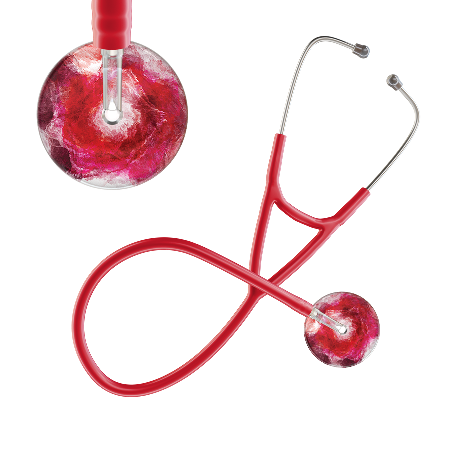 Ultrascope Single Stethoscope US076M13 / Adult / Red TieDye Single Color Stethoscope - Cardiology Watercolor Designs