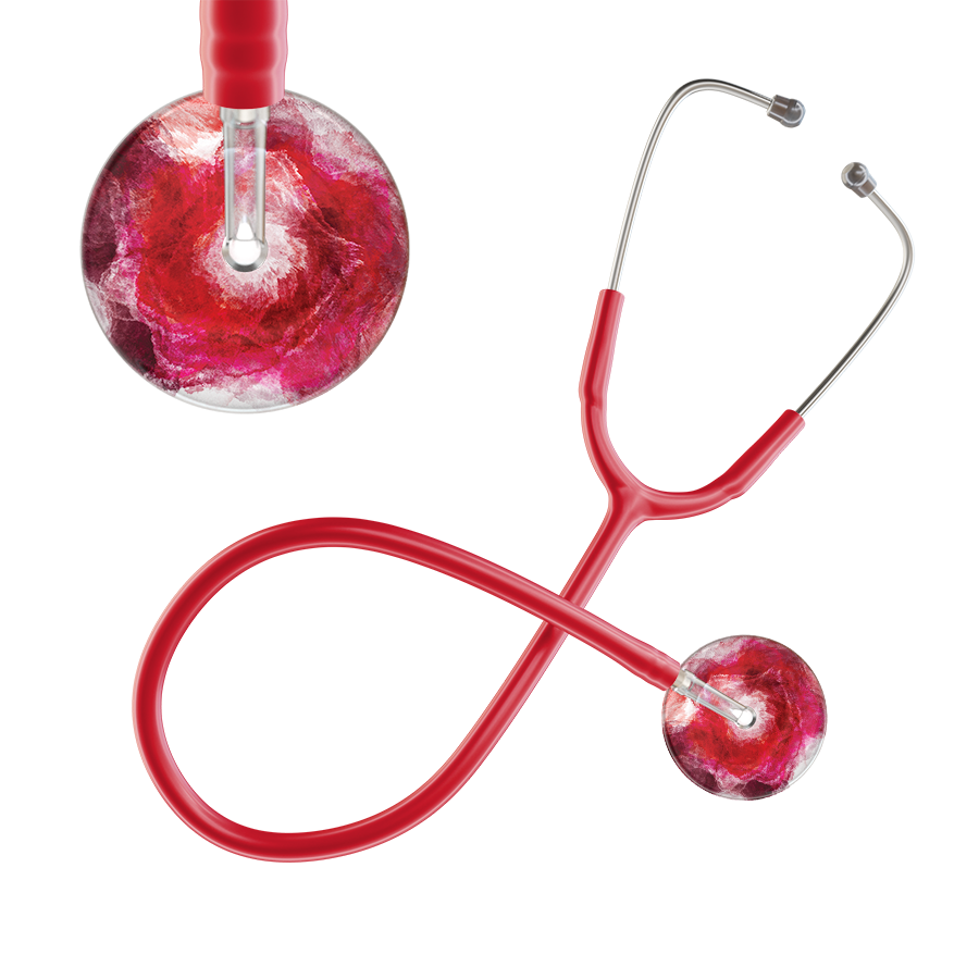 Ultrascope Single Stethoscope US076M13 / Adult / Red TieDye Single Color Stethoscope - Watercolor Designs