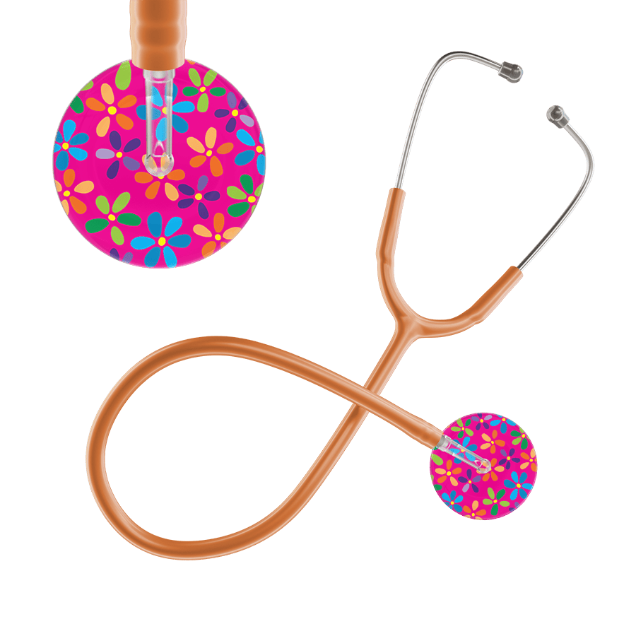 Ultrascope Single Stethoscope Hot Pink Flower Power / Pediatric / Caramel Light Flower Power Stethoscope
