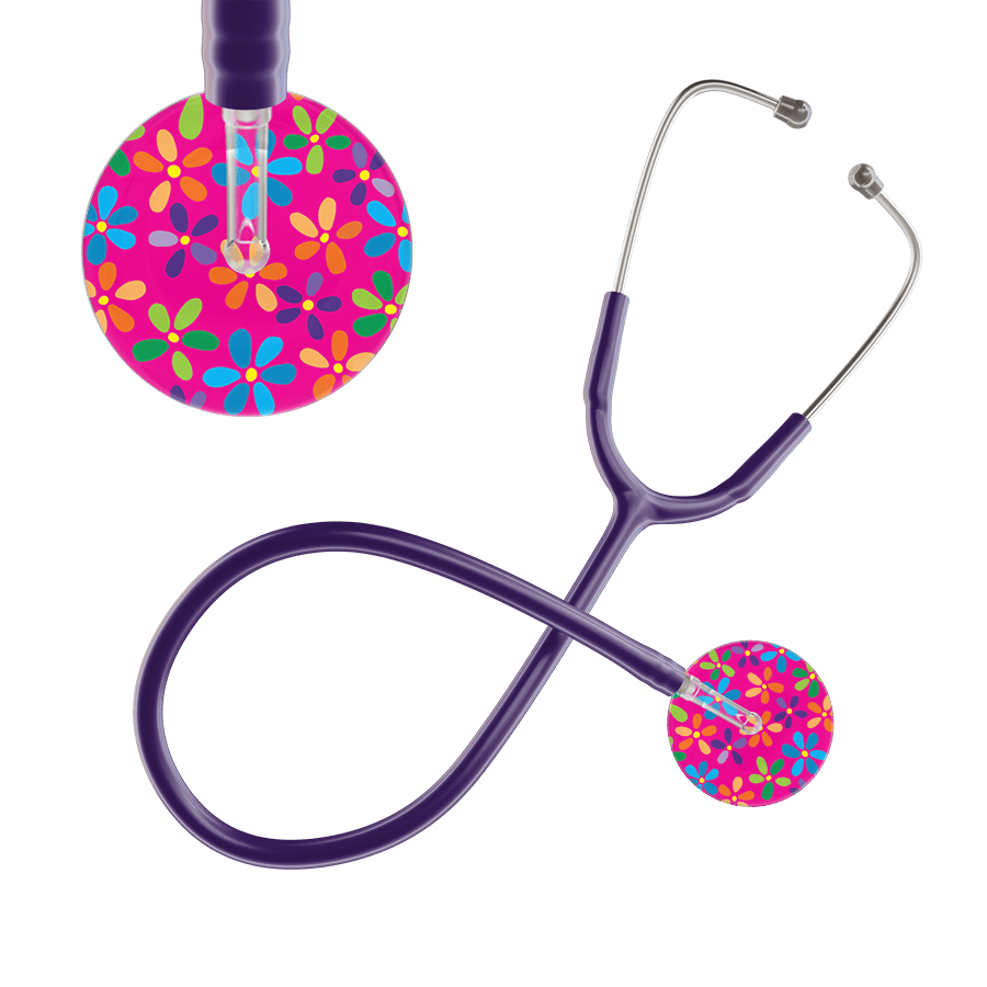 Ultrascope Single Stethoscope Hot Pink Flower Power / Adult / Purple Light Flower Power Stethoscope