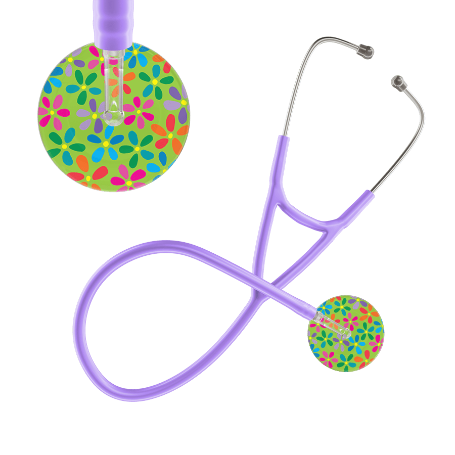 Ultrascope Single Stethoscope Lime Green Flower Power / Adult / Lavender Flower Power Cardiology Stethoscope