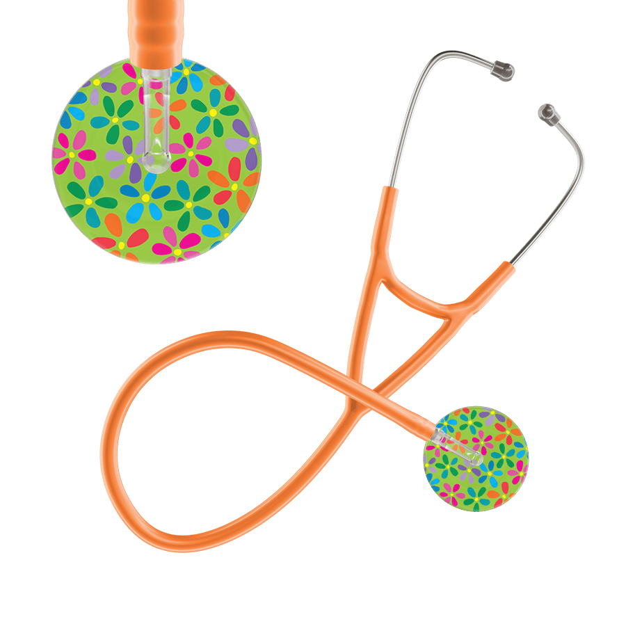 Ultrascope Single Stethoscope Lime Green Flower Power / Adult / Orange Flower Power Cardiology Stethoscope