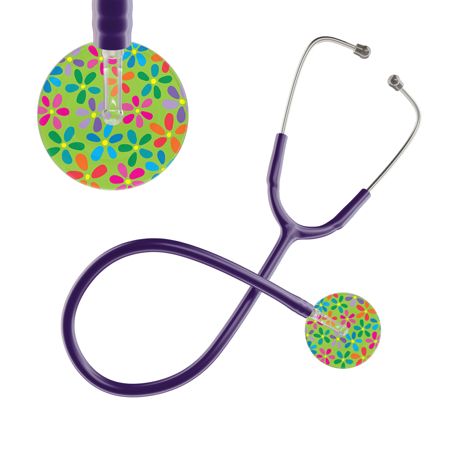 Ultrascope Single Stethoscope Lime Green Flower Power / Adult / Purple Light Flower Power Stethoscope
