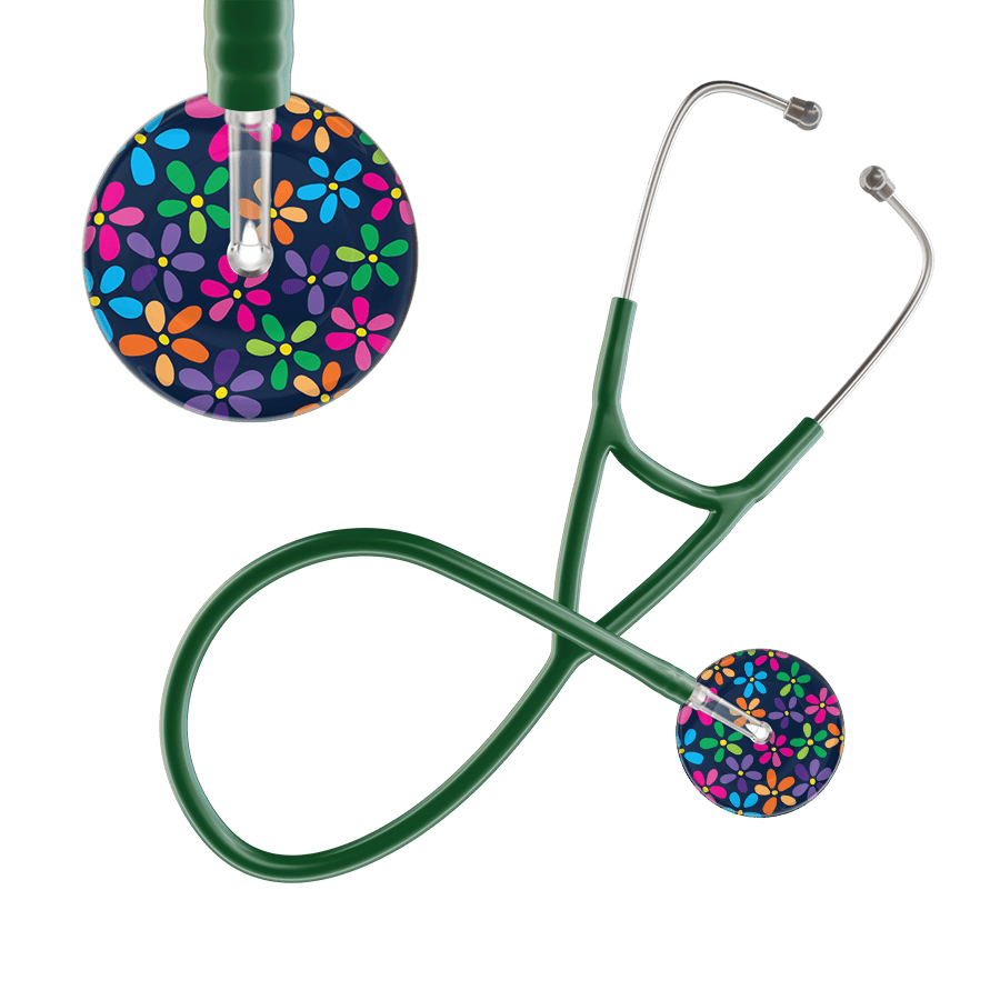 Ultrascope Single Stethoscope Navy Flower Power / Adult / Dark Green Dark Flower Power Cardiology Stethoscope