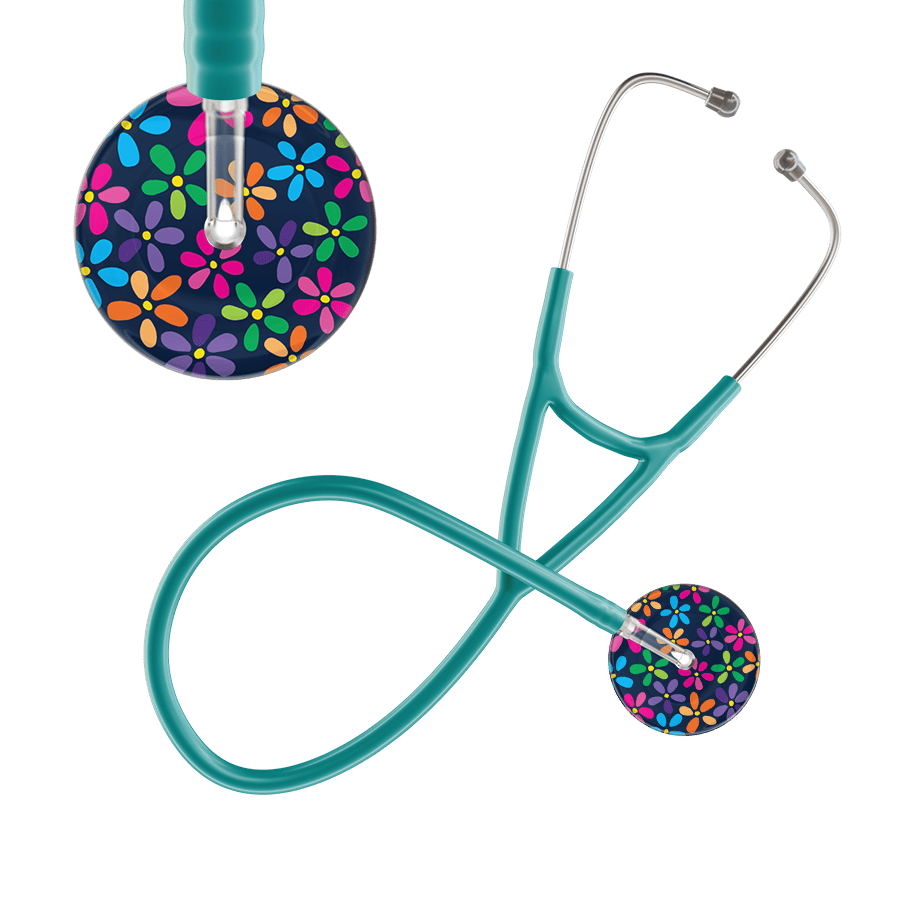 Ultrascope Single Stethoscope Navy Flower Power / Adult / Jade Dark Flower Power Cardiology Stethoscope