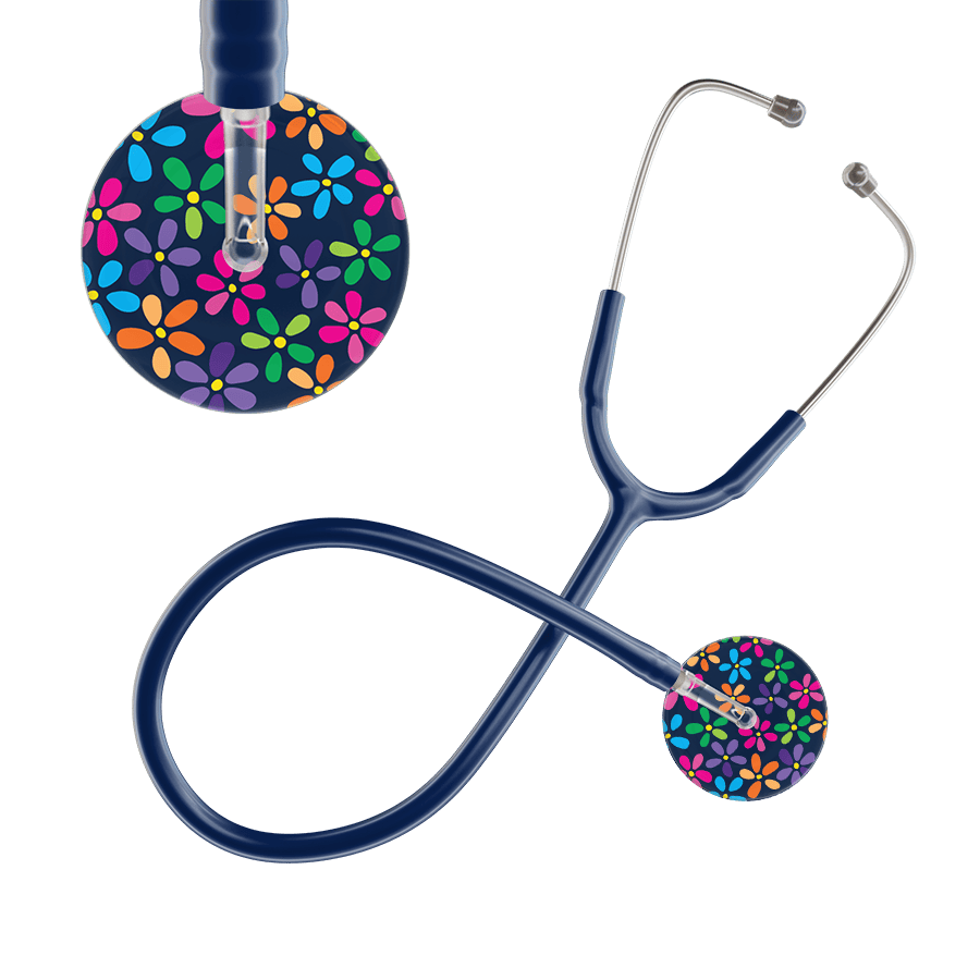 Ultrascope Single Stethoscope Navy Flower Power / Adult / Navy Flower Power Stethoscope