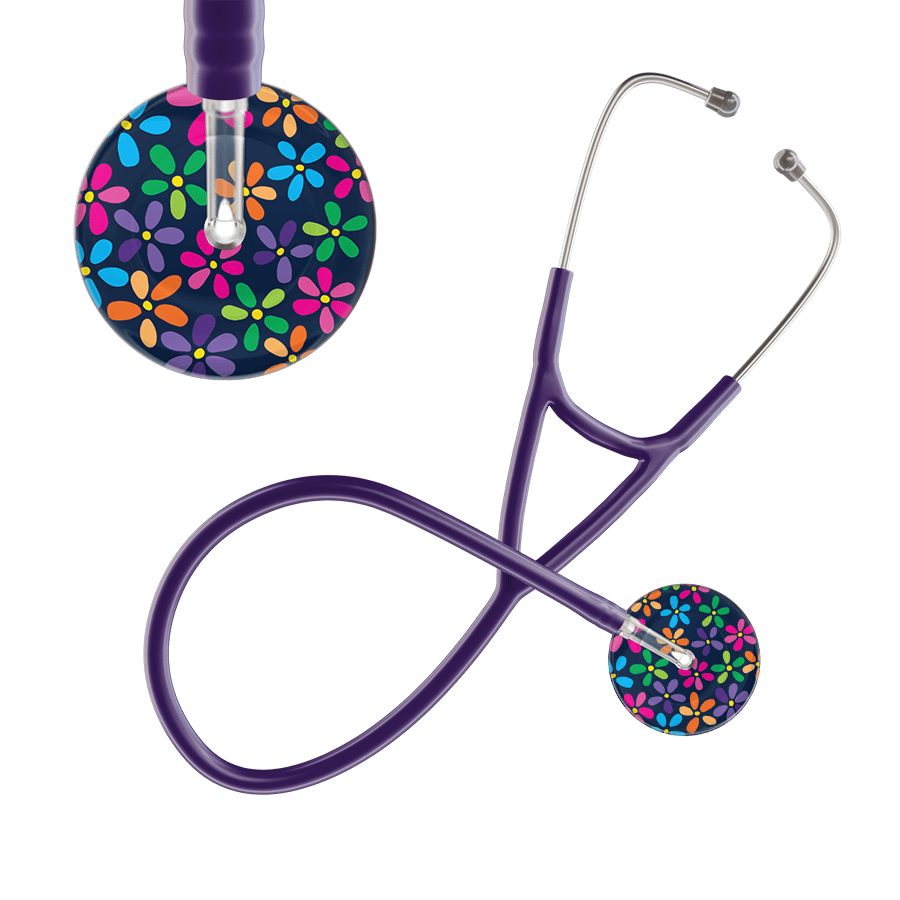 Ultrascope Single Stethoscope Navy Flower Power / Adult / Purple Dark Flower Power Cardiology Stethoscope