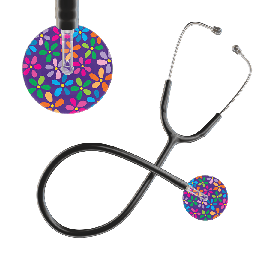 Ultrascope Single Stethoscope Purple Flower Power / Adult / Black Flower Power Stethoscope