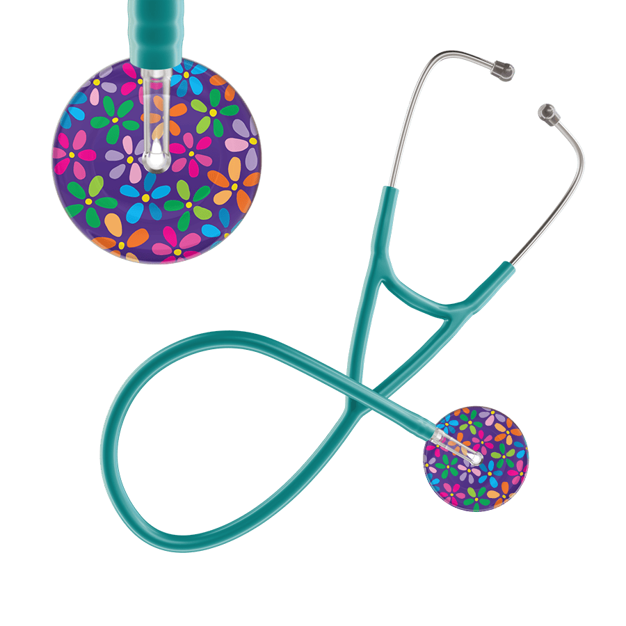 Ultrascope Single Stethoscope Purple Flower Power / Adult / Jade Dark Flower Power Cardiology Stethoscope