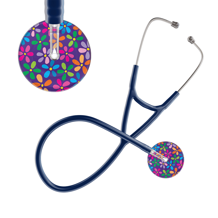 Ultrascope Single Stethoscope Purple Flower Power / Adult / Navy Dark Flower Power Cardiology Stethoscope