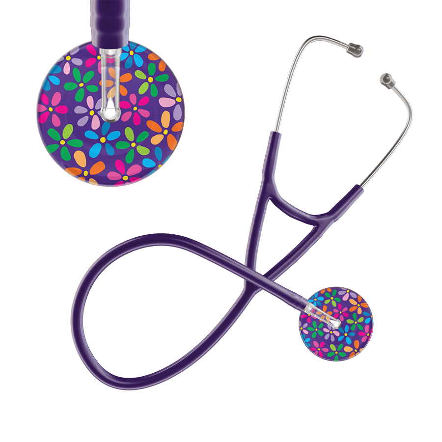 Ultrascope Single Stethoscope Purple Flower Power / Adult / Purple Dark Flower Power Cardiology Stethoscope