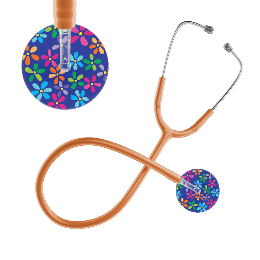 Ultrascope Single Stethoscope Royal Blue Flower Power / Adult / Caramel Dark Flower Power Stethoscope