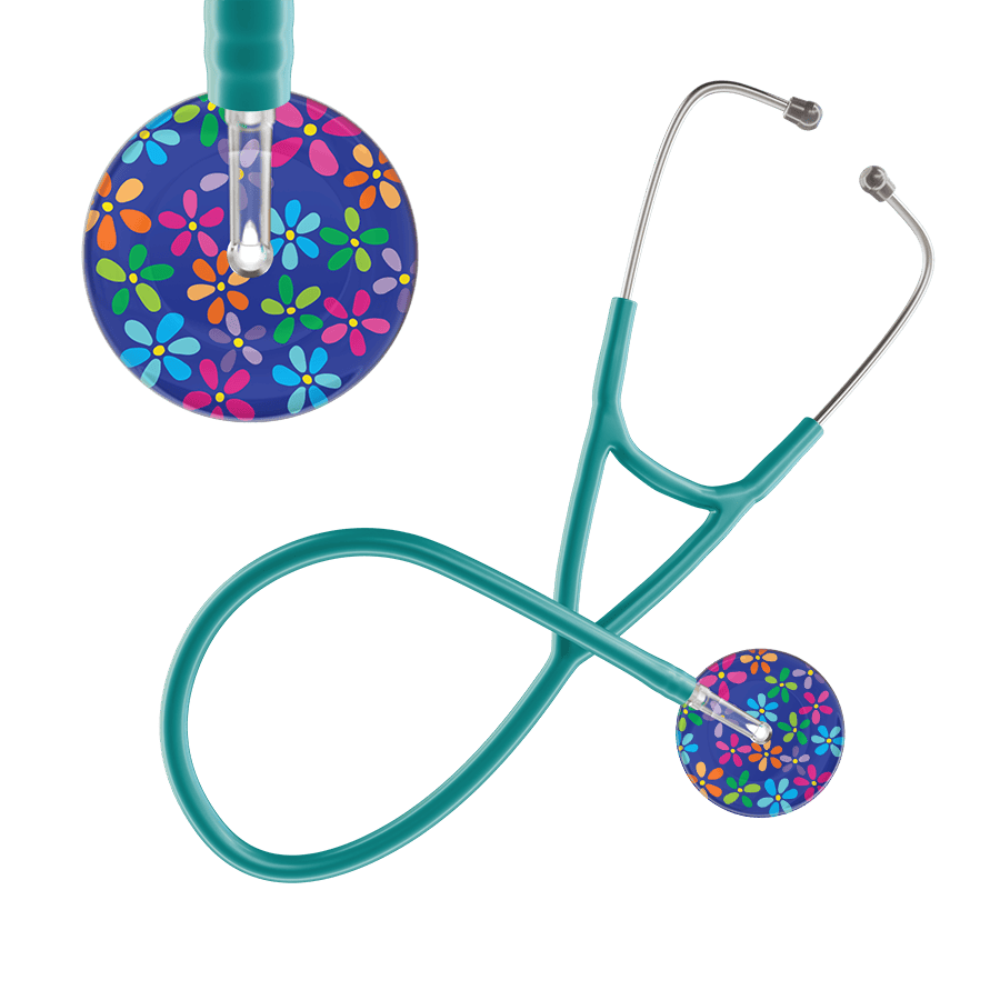 Ultrascope Single Stethoscope Royal Blue Flower Power / Adult / Jade Dark Flower Power Cardiology Stethoscope