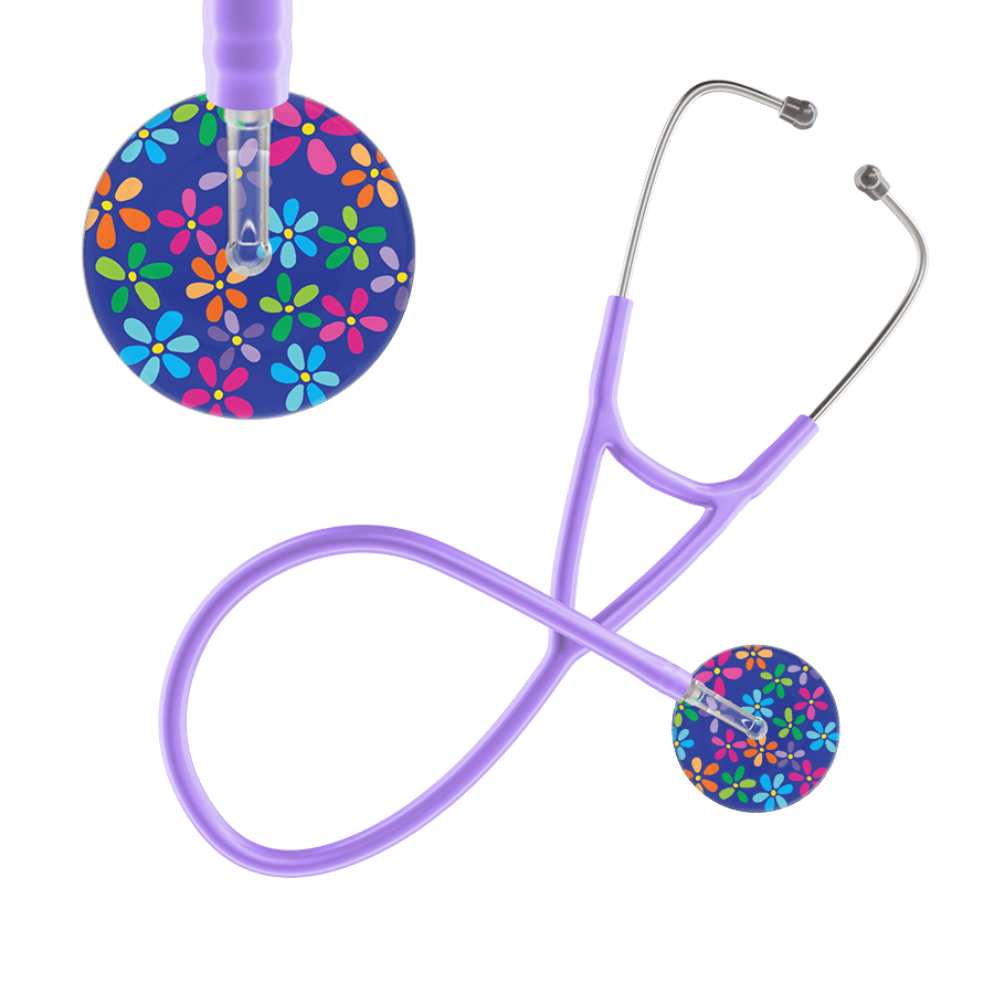 Ultrascope Single Stethoscope Royal Blue Flower Power / Adult / Lavender Dark Flower Power Cardiology Stethoscope