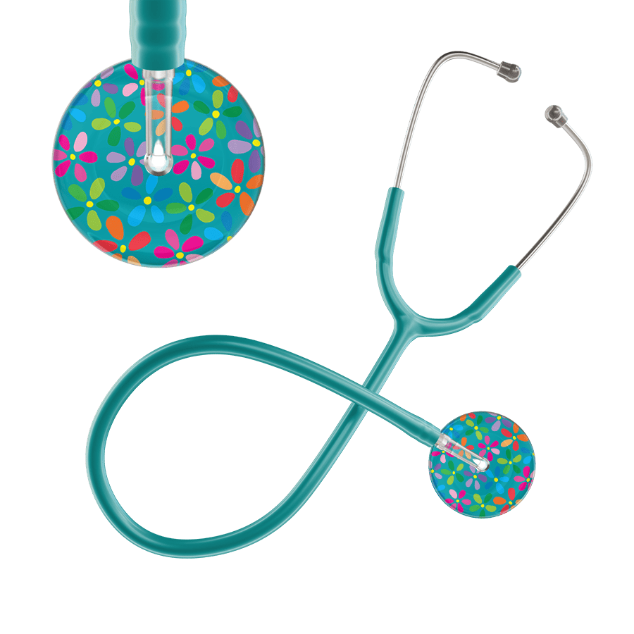 Ultrascope Single Stethoscope Teal Flower Power / Adult / Jade Light Flower Power Stethoscope