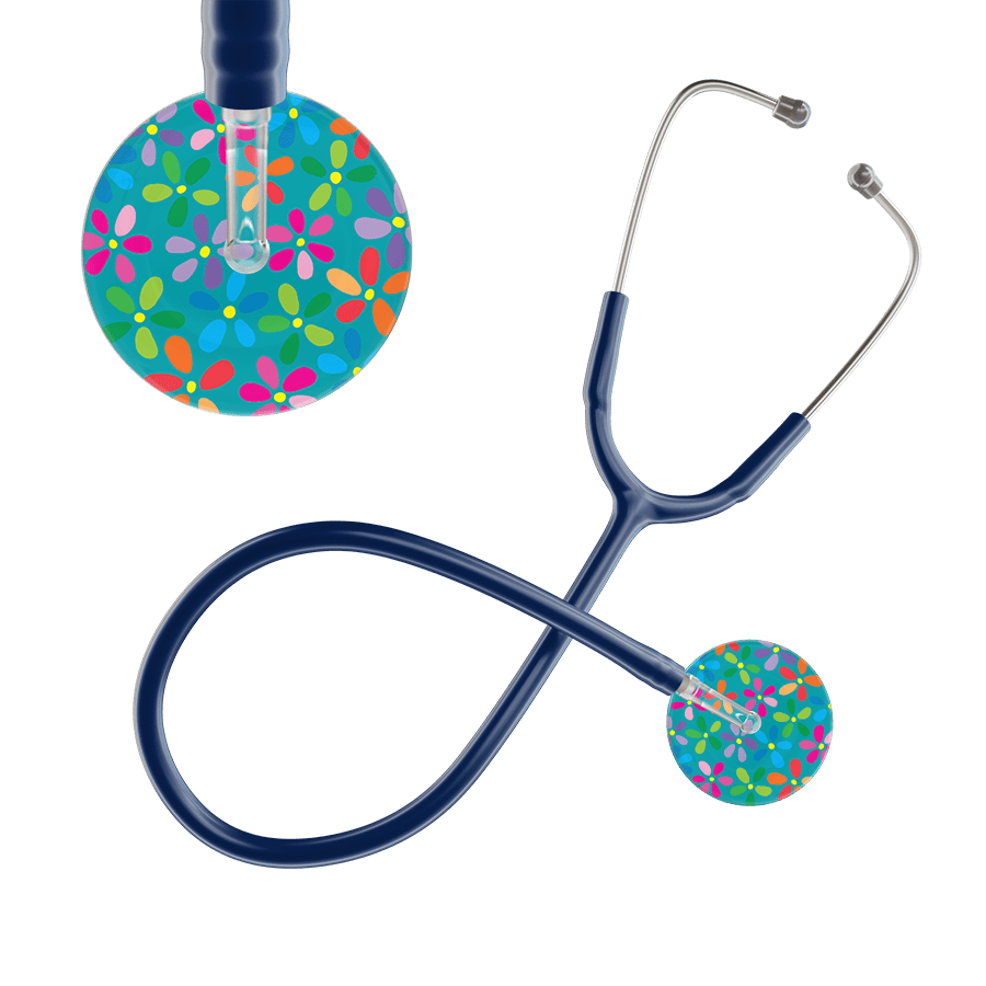 Ultrascope Single Stethoscope Teal Flower Power / Adult / Navy Light Flower Power Stethoscope