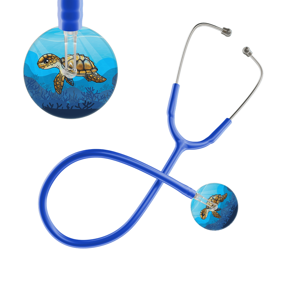 Ultrascope Single Stethoscope Sea Turtle / Adult / Royal Blue Sea Turtle - Underwater Ocean Stethoscope