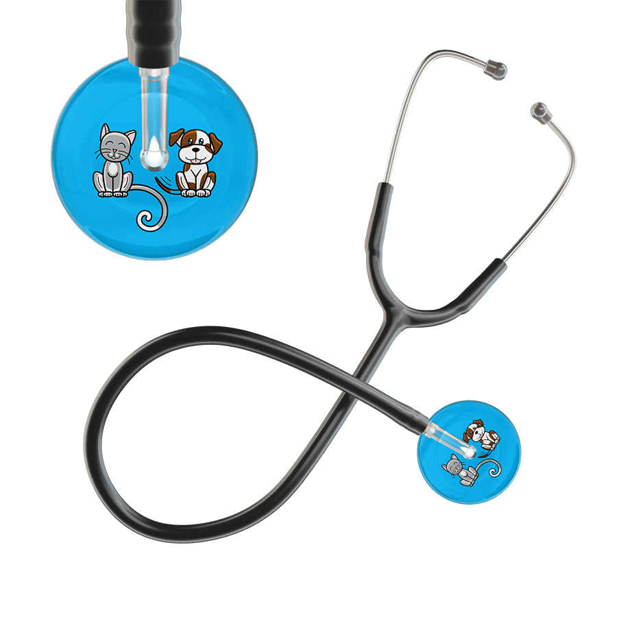 Ultrascope Single Stethoscope Cat & Dog Cyan (CY) / Adult / Black Dark Cat & Dog Stethoscope