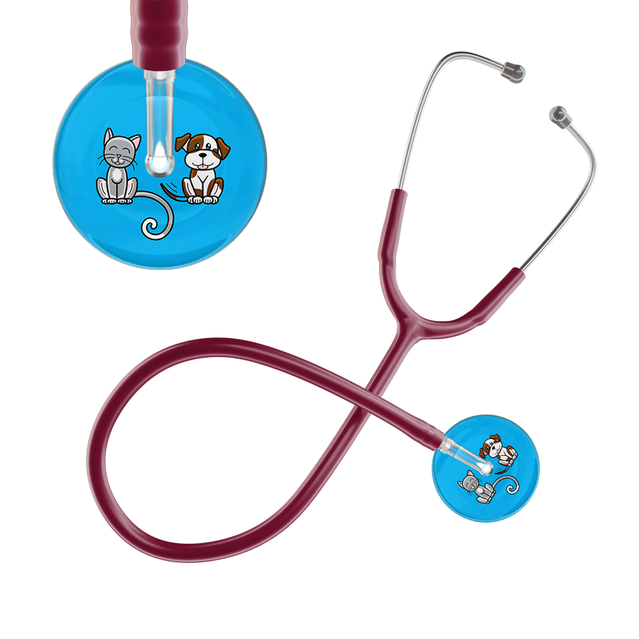 Ultrascope Single Stethoscope Cat & Dog Cyan (CY) / Adult / Burgundy Dark Cat & Dog Stethoscope