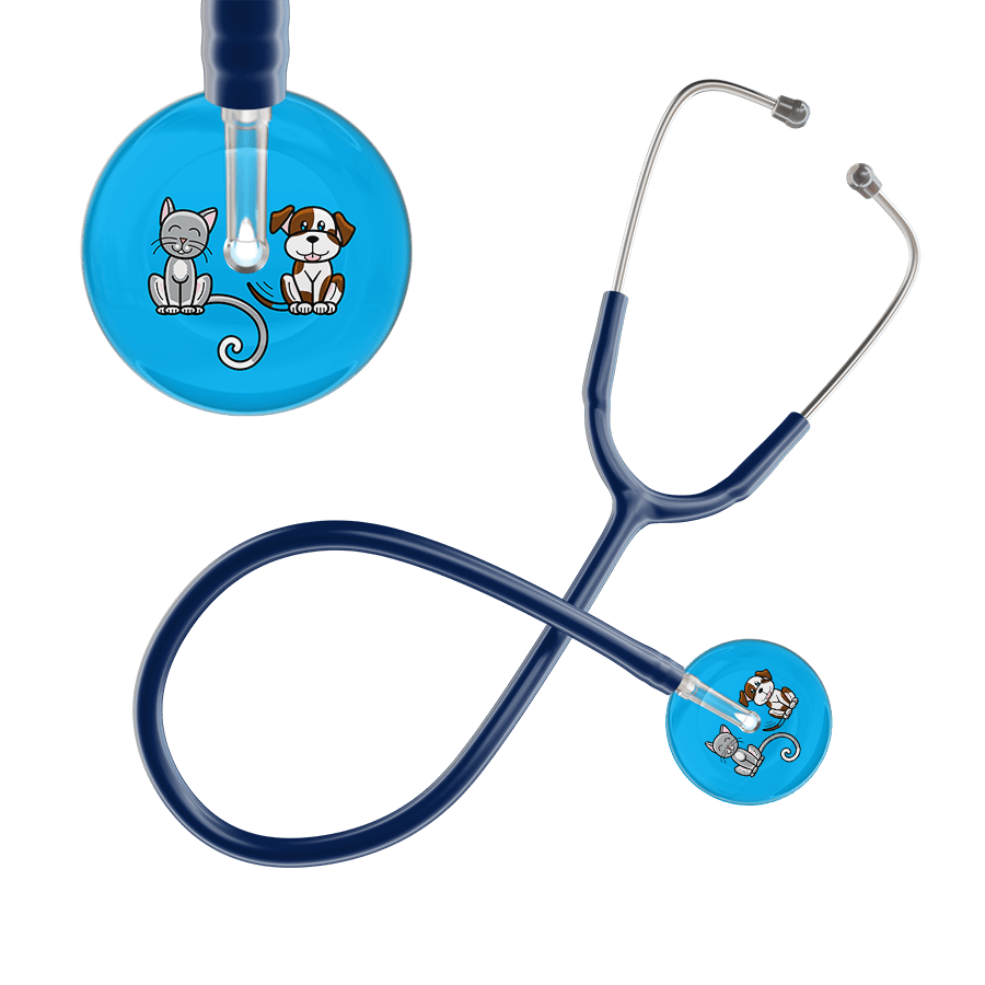 Ultrascope Single Stethoscope Cat & Dog Cyan (CY) / Pediatric / Navy Dark Cat & Dog Stethoscope