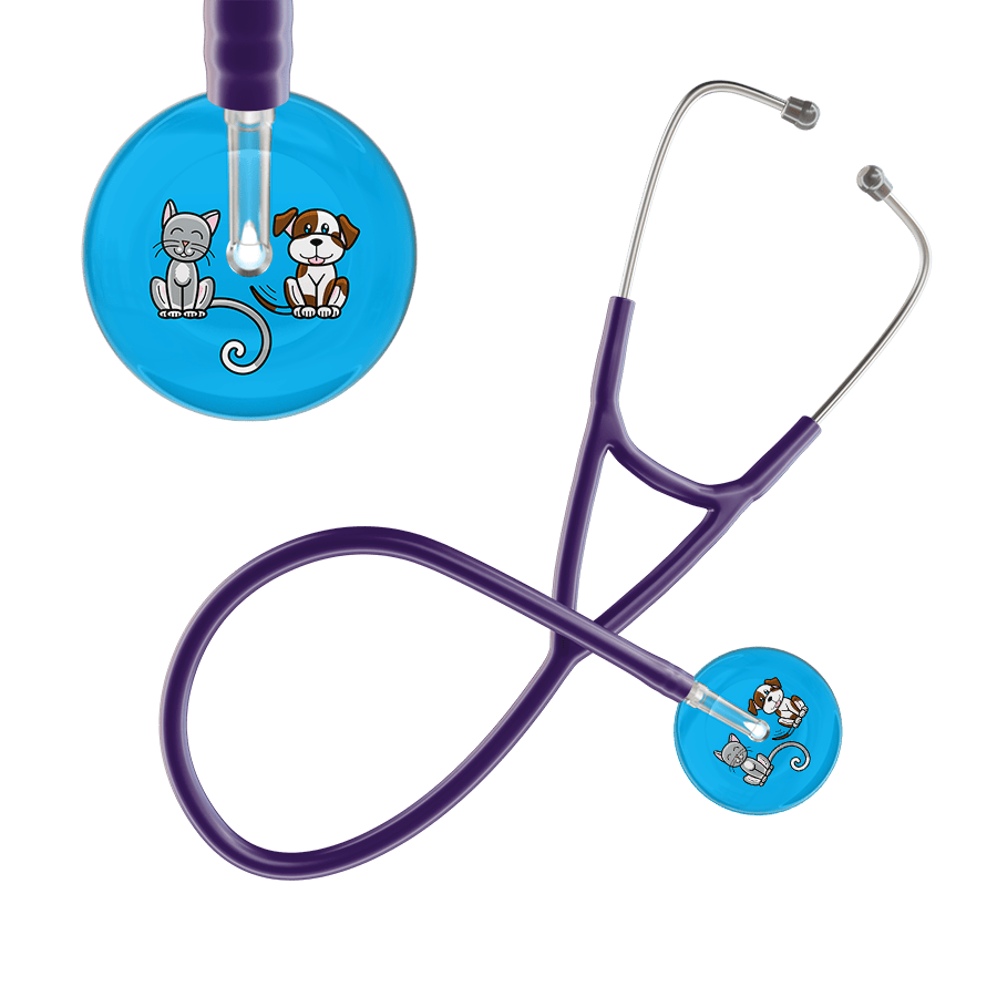 Ultrascope Single Stethoscope Cat & Dog Cyan (CY) / Adult / Purple Dark Cat & Dog Cardiology Stethoscope