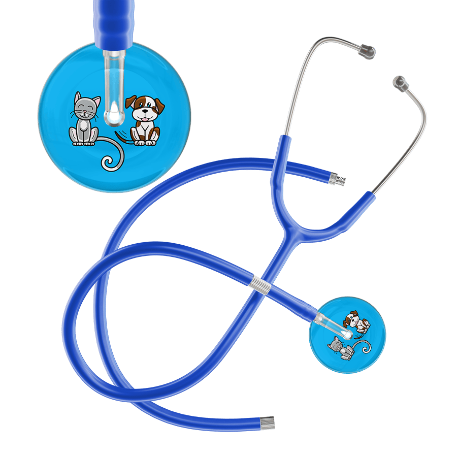 Ultrascope Single Stethoscope Cat & Dog Cyan (CY) / Adult / Royal Blue Extended Tubing Dark Cat & Dog Stethoscope