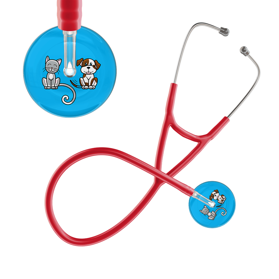 Ultrascope Single Stethoscope Cat & Dog Cyan (CY) / Pediatric / Red Dark Cat & Dog Cardiology Stethoscope