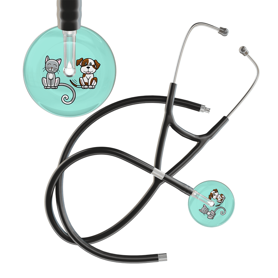 Ultrascope Single Stethoscope Cat & Dog Robin's Egg (EB) / Adult / Black Extended Tubing Light Cat & Dog Cardiology Stethoscope